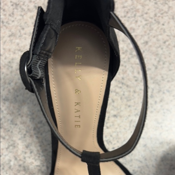 Kelly & Katie Black Suede Heels with Ankle Strap - Picture 7 of 7